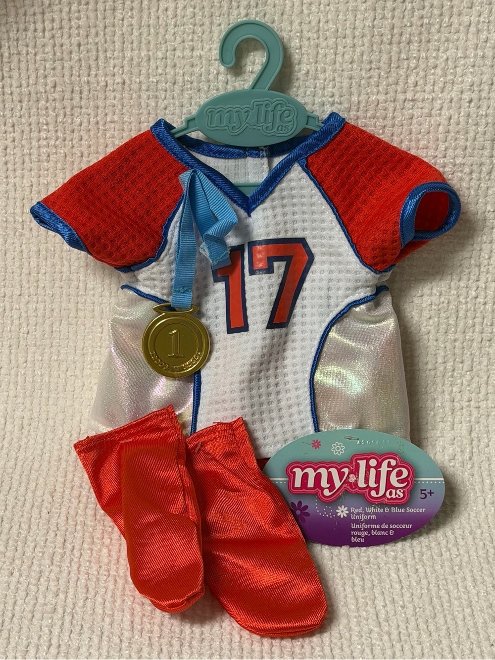 My Life As Red, White & Blue Soccer Uniform 18" dolls NEW
